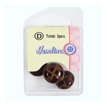 Hemline Brown Novelty Round Shank Button 3 Pack