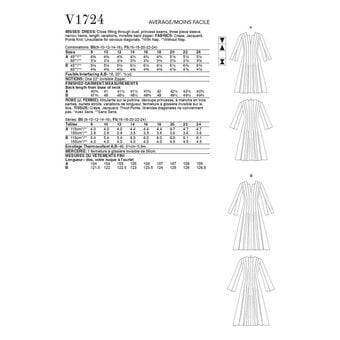 Vogue Women’s Dress Sewing Pattern V1724 (16-24)