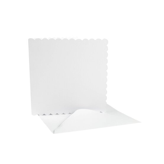 White Scalloped Cards  6 x 6 Inches 25 Pack image number 1