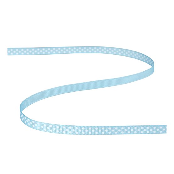 Baby Blue Grosgrain Polka Dot Ribbon 6mm x 5m image number 5