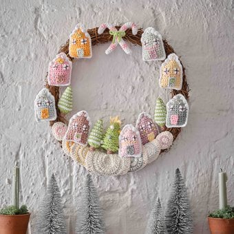 How to Make a Crochet Gingerbread Village Wreath