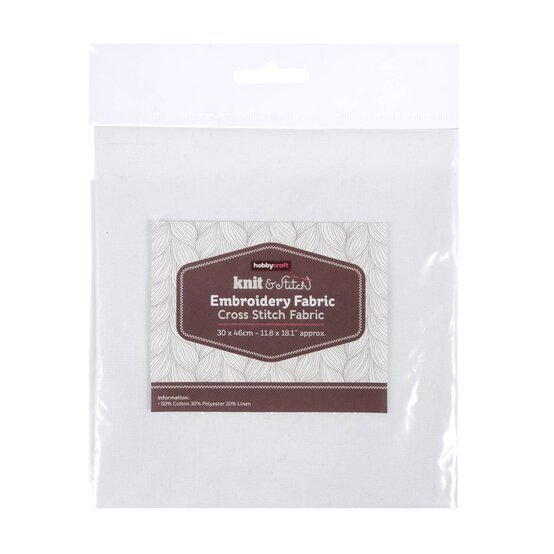 White Embroidery Fabric 30cm x 46cm  image number 1