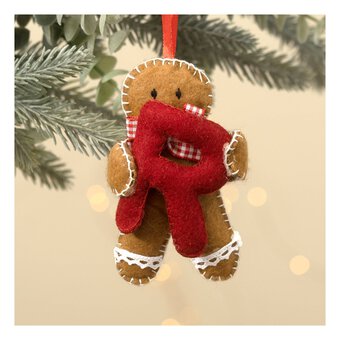 Hanging Gingerbread Felt Letter R Decoration