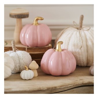 Glazed Pink and Gold Ceramic Pumpkin 11cm