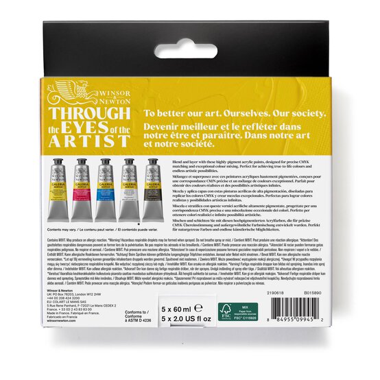 Winsor & Newton Galeria Process Colours Acrylic Paint 60ml 5 Pack image number 4