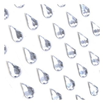 Silver Adhesive Teardrop Gems 36 Pack