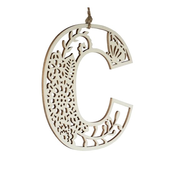 Wooden Filigree Hanging Letter C 12cm image number 1