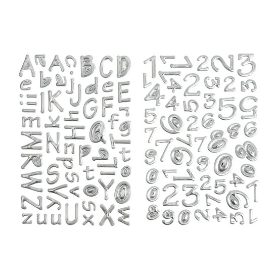 Silver Metallic Puffy Alphabet Stickers 116 Pieces image number 1