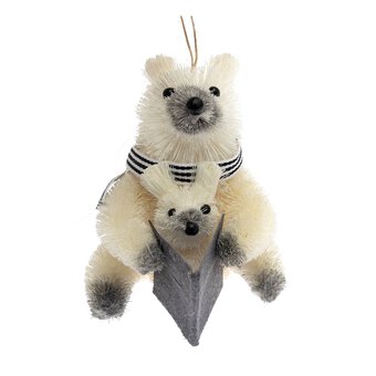 Hanging Brush Polar Bear Decoration 9cm