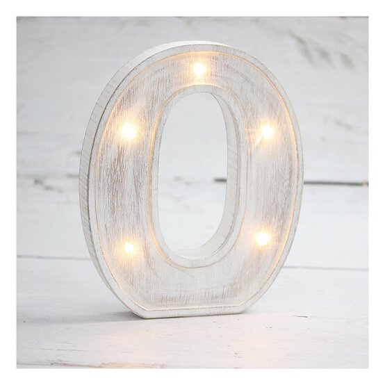 White-Washed Wooden LED Letter O 21cm image number 1