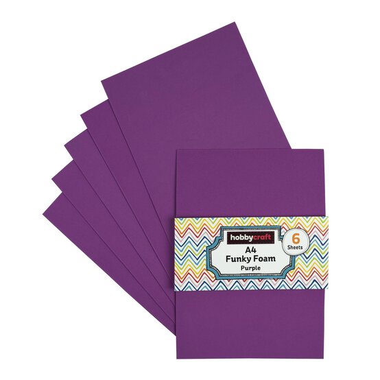 Purple EVA Foam Sheets A4 6 Pack image number 1
