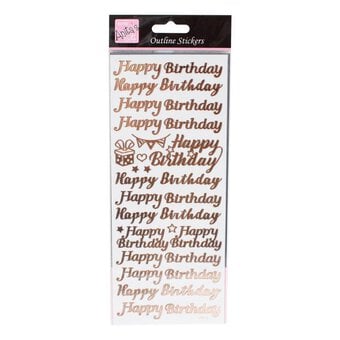 Anita's Pink Happy Birthday Outline Stickers