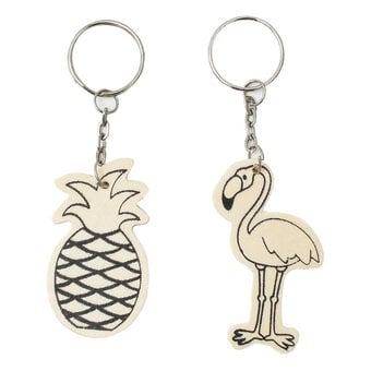 Colour Your Own Tropical Wooden Keyring 2 Pack