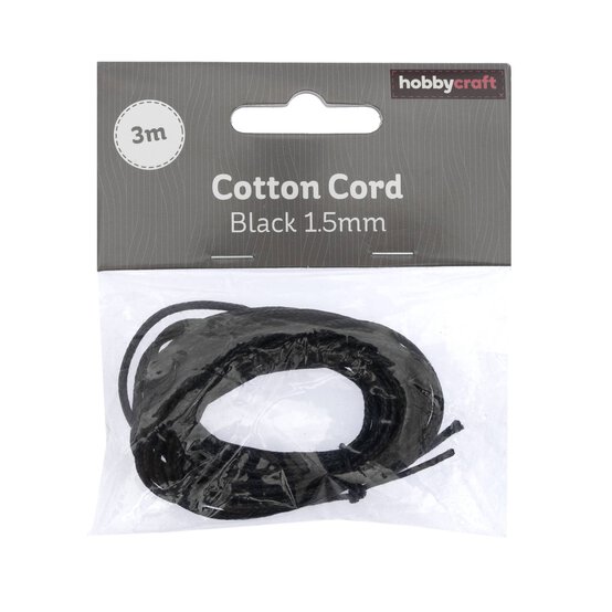 Black Cotton Cord 1.5mm x 3m image number 1