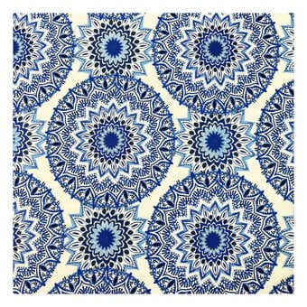 All About Blues Medallion Cotton Print Fabric by the Metre