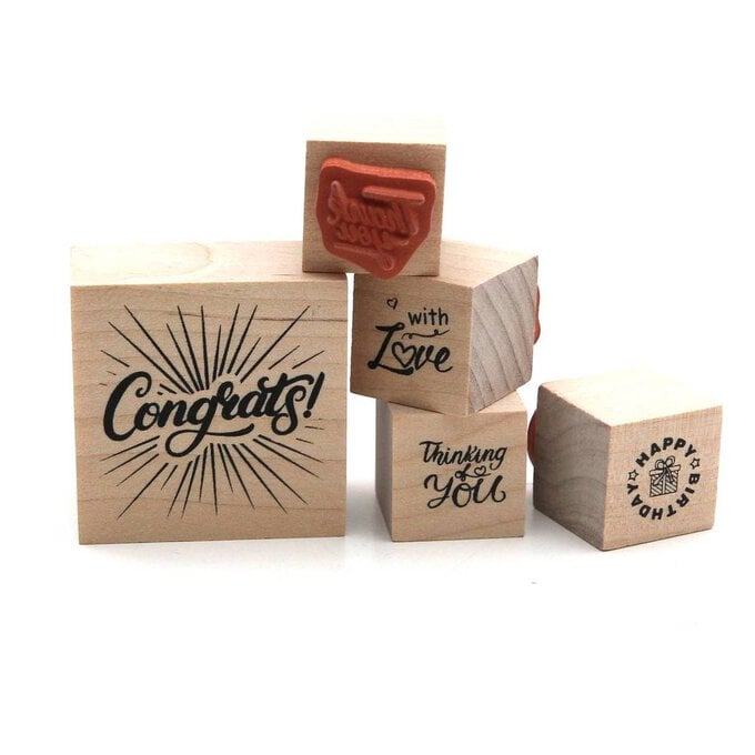 Congrats Wooden Stamp Set 5 Pieces image number 1