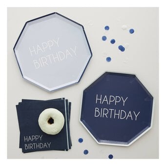 Ginger Ray Blue Happy Birthday Paper Plates 8 Pack image number 3