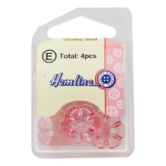 Hemline Hot Pink Novelty Flower Button 4 Pack image number 2