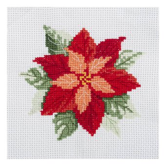 Trimits Poinsettia Counted Cross Stitch Kit 13cm x 13cm