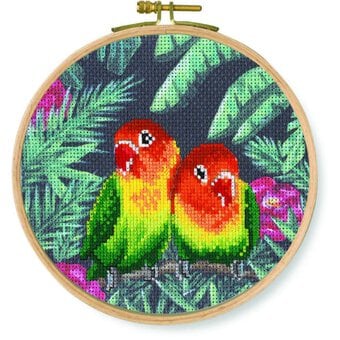 DMC Love Birds Printed Cross Stitch Kit 15cm