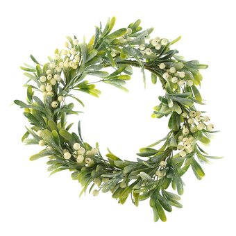 Mistletoe and White Berry Wreath 48cm
