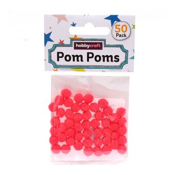 Bright Red Pom Poms 7mm 50 Pack
