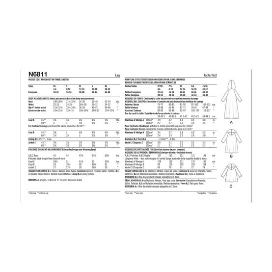 New Look Women&rsquo;s Coat Sewing Pattern N6811 (XS-XL) image number 3