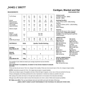 James C Brett Baby Marble DK Cardigan Pattern JB802