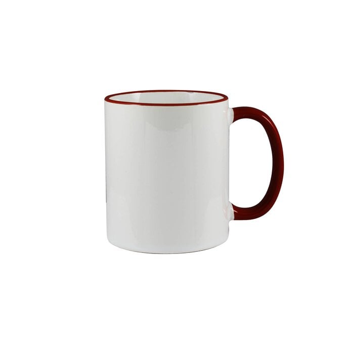 Bordeaux Red Rim and Handle Photo Mug image number 1