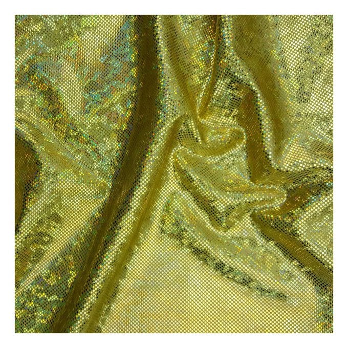 Gold Holo Foil Nylon Spandex Fabric by the Metre image number 1