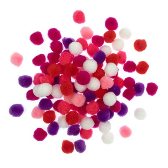 Pink and Purple Pom Poms 100 Pack image number 1
