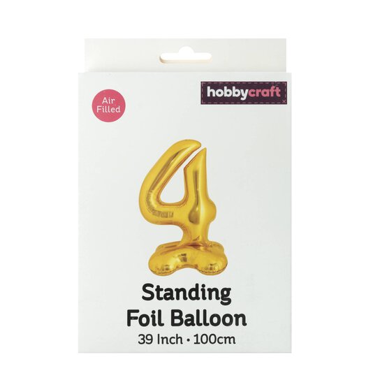 Standing Gold Number 4 Balloon 1m  image number 4