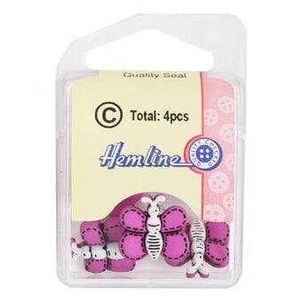 Hemline Purple Novelty Bee Button 4 Pack