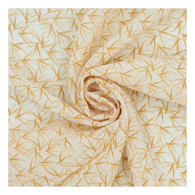 Tan Bamboo Crinkle Print Fabric by the Metre image number 1