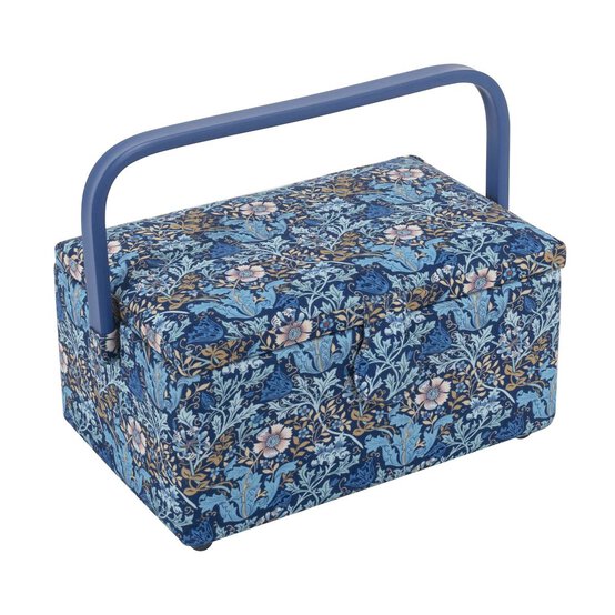 Blue Woodblock Floral Medium Sewing Box image number 1