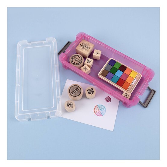 Whitefurze Allstore 0.75 Litre Transparent Pink Storage Box  image number 3