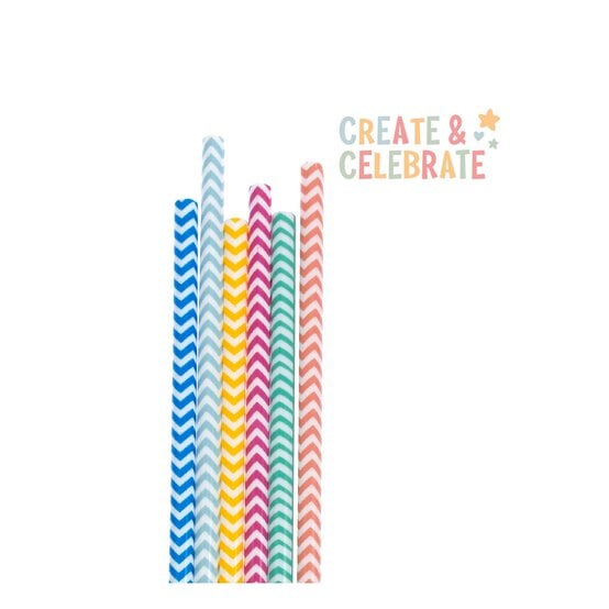 Create & Celebrate Chevron Reusable Straws 6 Pack image number 1