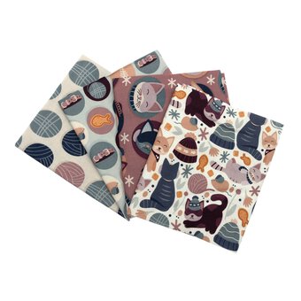 Cosy Kittens Cotton Fat Quarters 4 Pack