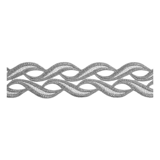 Silver 60mm Metallic Leaf Border Lace Trim by the Metre image number 1