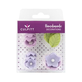 Culpitt Lilac Flower and Leaf Sugar Toppers 12 Pack