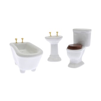 Doll&rsquo;s House Ceramic Bathroom Set  3 Pieces