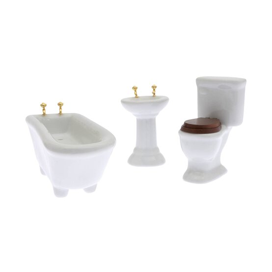 Doll&rsquo;s House Ceramic Bathroom Set  3 Pieces image number 1