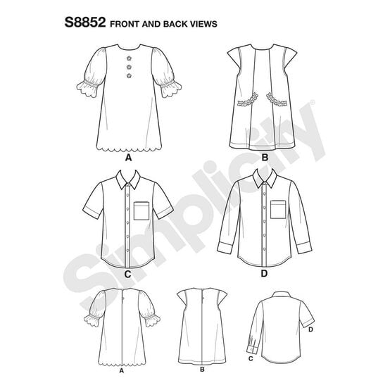 Simplicity Child's Dresses and Shirts Sewing Pattern S8852 image number 2