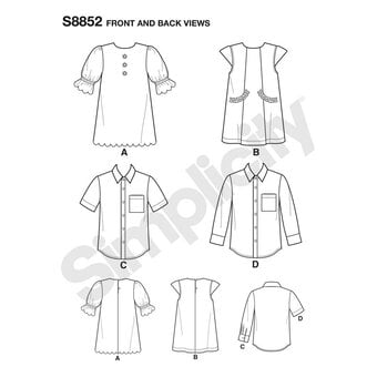 Simplicity Child's Dresses and Shirts Sewing Pattern S8852 image number 2