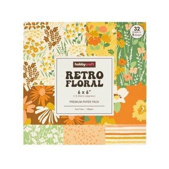 Retro Florals 6 x 6 Inches Paper Pad 32 Sheets