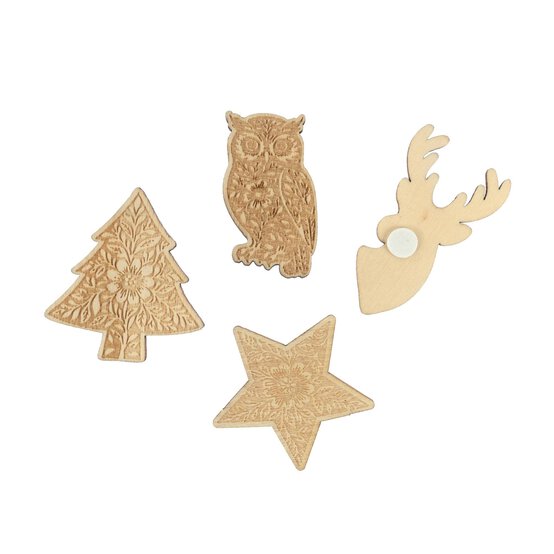 Christmas Wooden Cut Toppers 4 Pack image number 3
