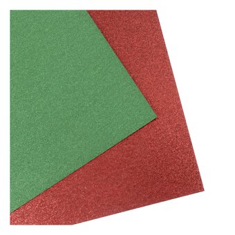 Green and Red Glitter Card A4 16 Pack