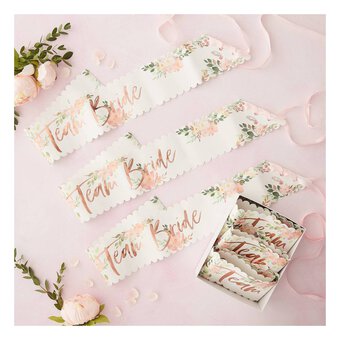 Ginger Ray Floral Hen Team Bride Sashes 6 Pack