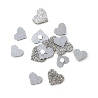 Silver Glitter Wooden Hearts 18 Pack