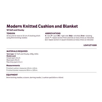 Knitcraft Modern Knitted Cushion and Blanket Digital Pattern 0289 image number 3